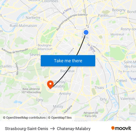 Strasbourg-Saint-Denis to Chatenay-Malabry map