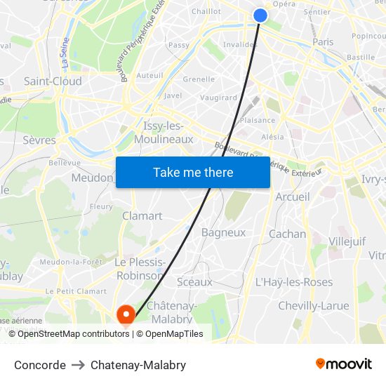 Concorde to Chatenay-Malabry map