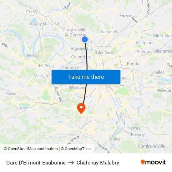 Gare D'Ermont-Eaubonne to Chatenay-Malabry map