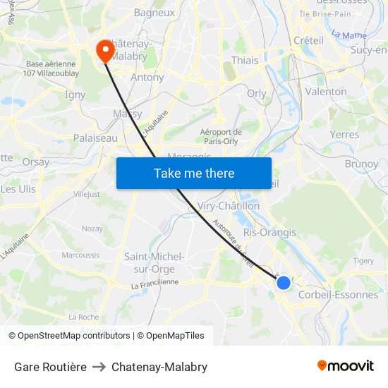 Gare Routière to Chatenay-Malabry map