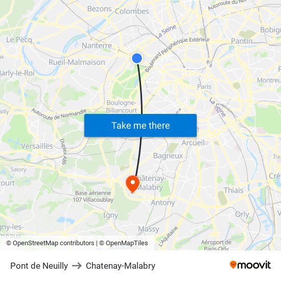 Pont de Neuilly to Chatenay-Malabry map