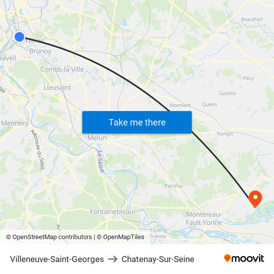 Villeneuve-Saint-Georges to Chatenay-Sur-Seine map