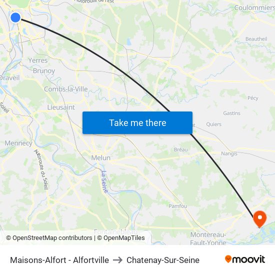 Maisons-Alfort - Alfortville to Chatenay-Sur-Seine map