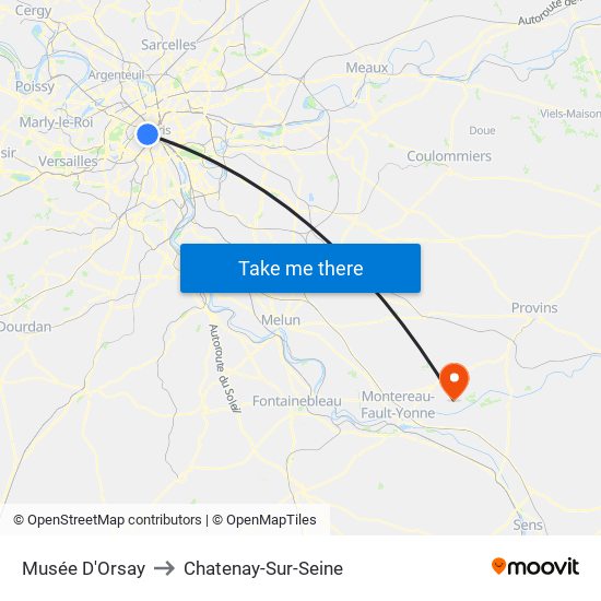 Musée D'Orsay to Chatenay-Sur-Seine map