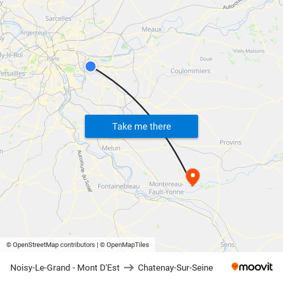 Noisy-Le-Grand - Mont D'Est to Chatenay-Sur-Seine map