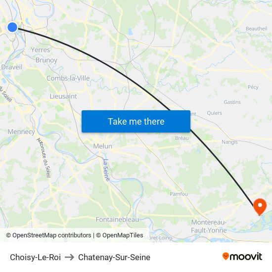 Choisy-Le-Roi to Chatenay-Sur-Seine map