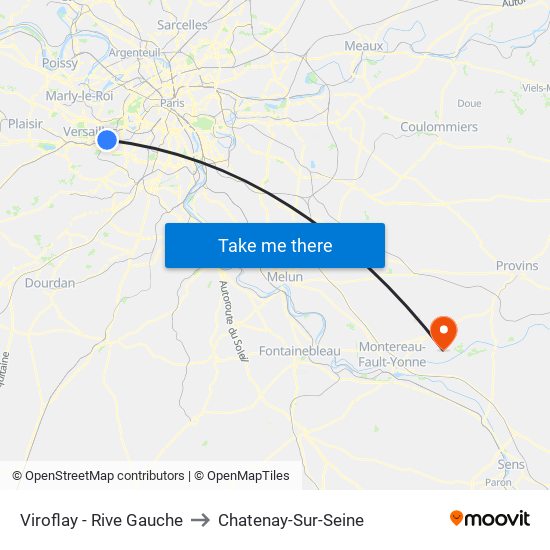 Viroflay - Rive Gauche to Chatenay-Sur-Seine map