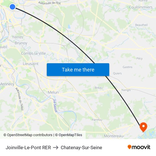 Joinville-Le-Pont RER to Chatenay-Sur-Seine map