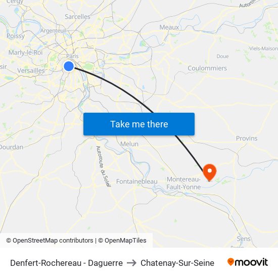 Denfert-Rochereau - Daguerre to Chatenay-Sur-Seine map