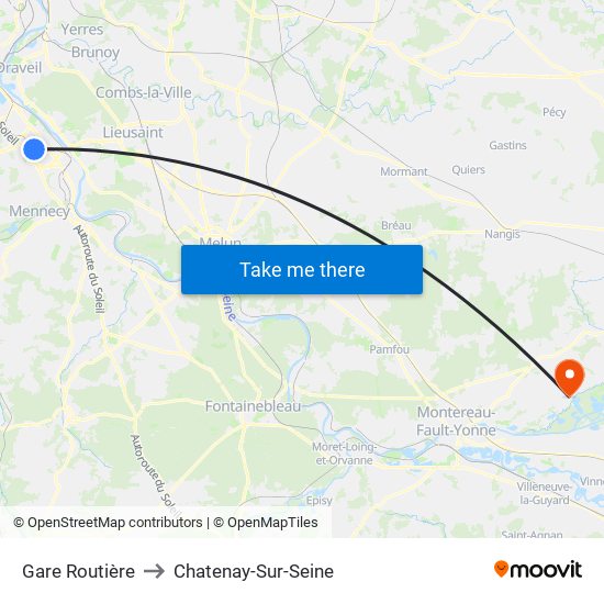Gare Routière to Chatenay-Sur-Seine map