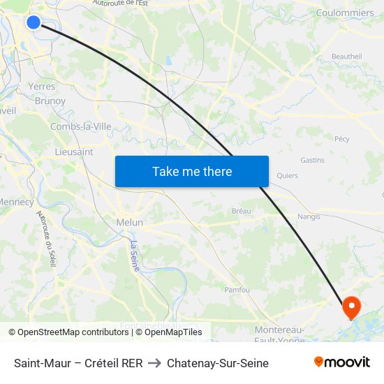 Saint-Maur – Créteil RER to Chatenay-Sur-Seine map