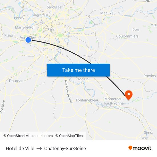 Hôtel de Ville to Chatenay-Sur-Seine map