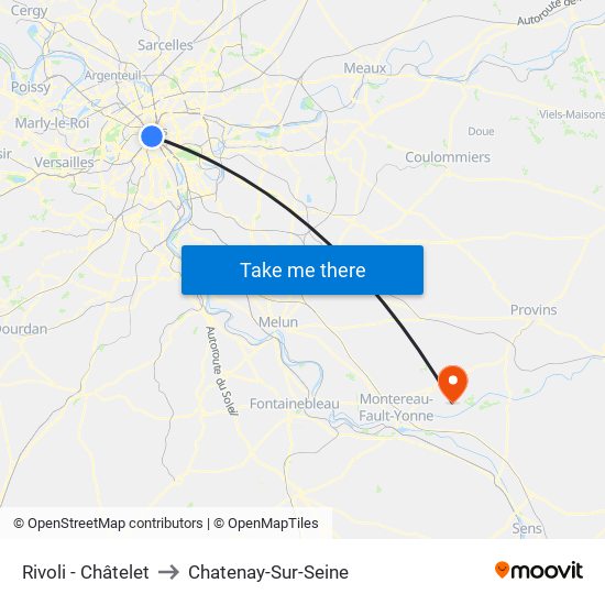 Rivoli - Châtelet to Chatenay-Sur-Seine map