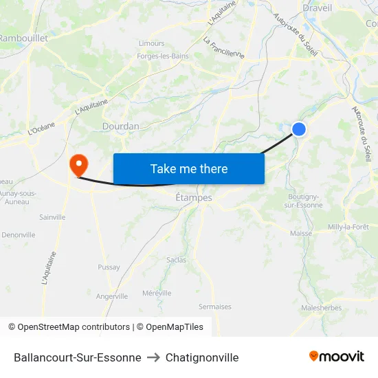 Ballancourt-Sur-Essonne to Chatignonville map
