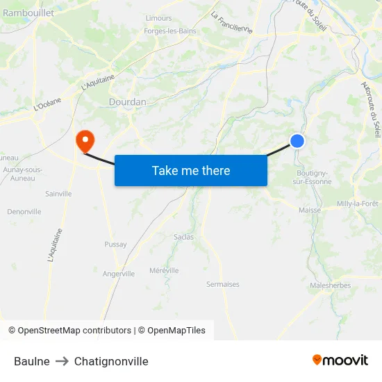 Baulne to Chatignonville map