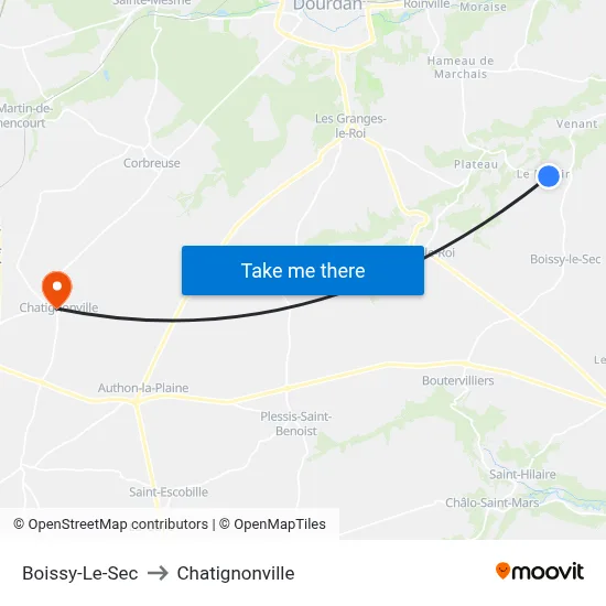 Boissy-Le-Sec to Chatignonville map