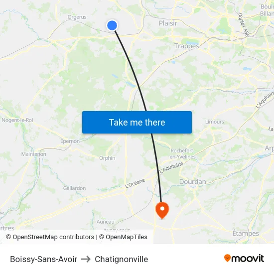 Boissy-Sans-Avoir to Chatignonville map