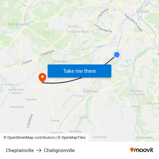 Cheptainville to Chatignonville map