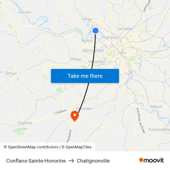 Conflans-Sainte-Honorine to Chatignonville map