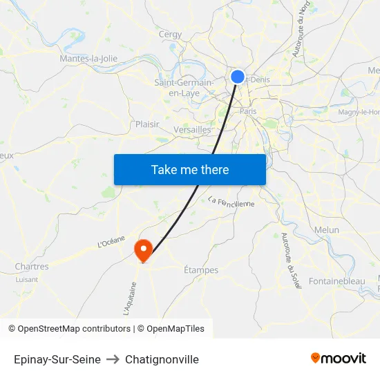 Epinay-Sur-Seine to Chatignonville map