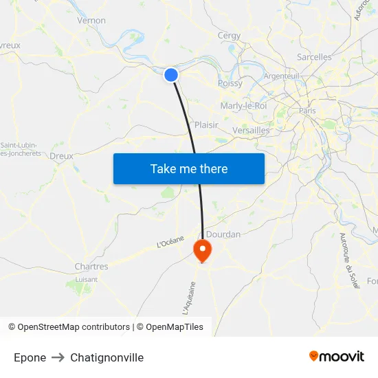 Epone to Chatignonville map