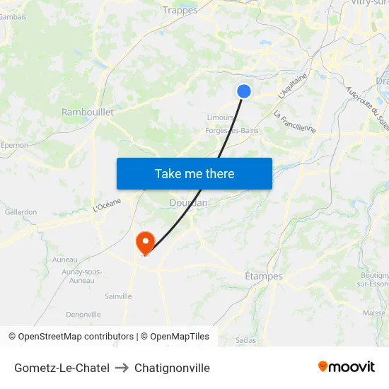 Gometz-Le-Chatel to Chatignonville map