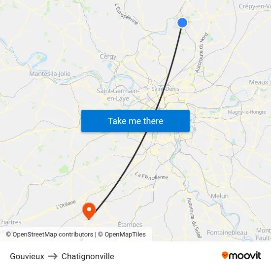 Gouvieux to Chatignonville map