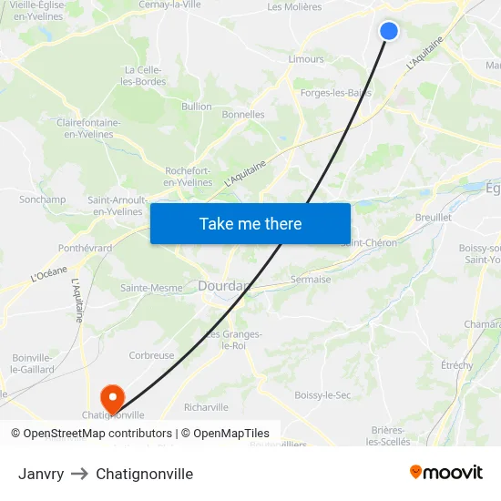 Janvry to Chatignonville map