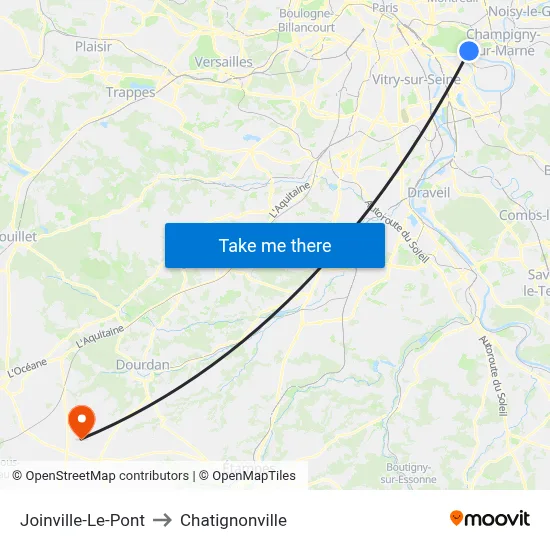 Joinville-Le-Pont to Chatignonville map