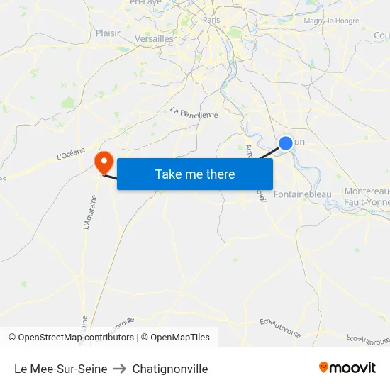 Le Mee-Sur-Seine to Chatignonville map