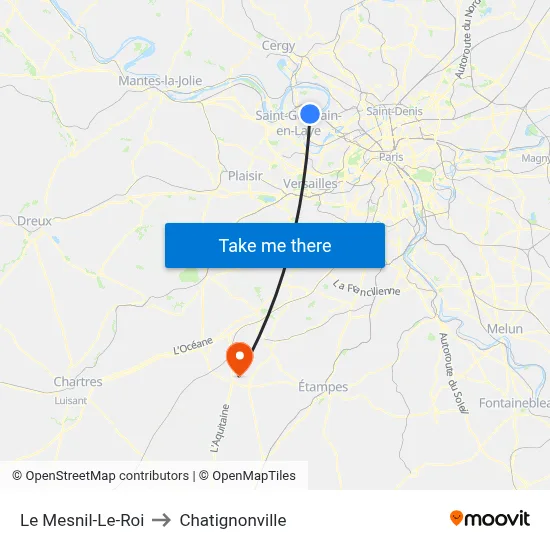 Le Mesnil-Le-Roi to Chatignonville map