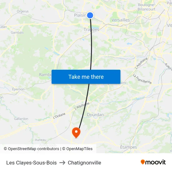 Les Clayes-Sous-Bois to Chatignonville map