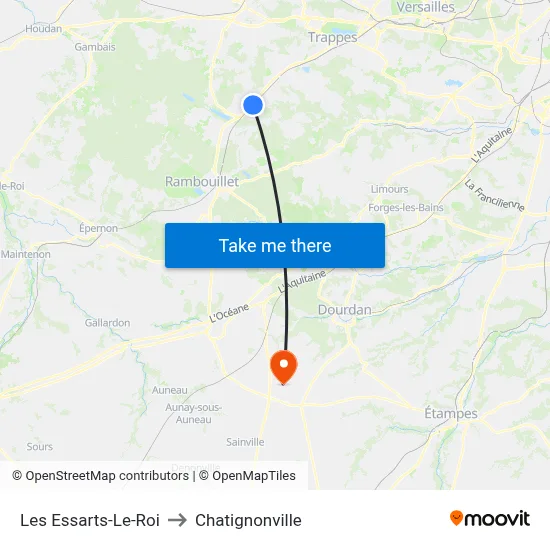 Les Essarts-Le-Roi to Chatignonville map