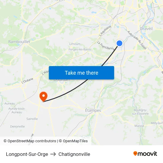 Longpont-Sur-Orge to Chatignonville map