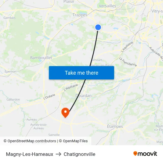 Magny-Les-Hameaux to Chatignonville map