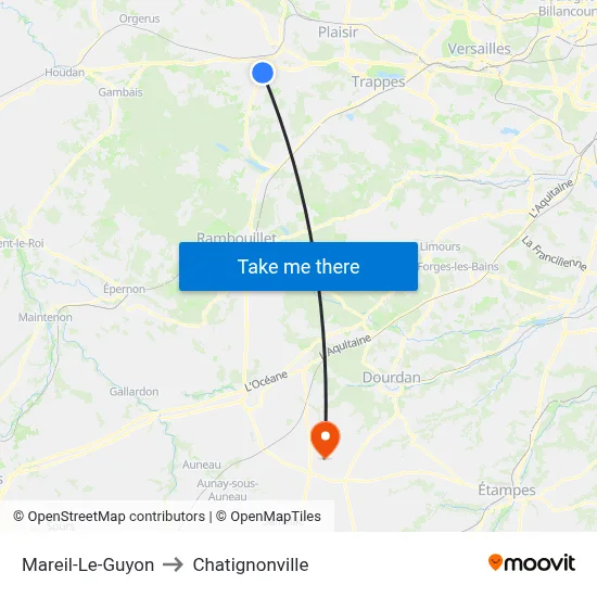Mareil-Le-Guyon to Chatignonville map