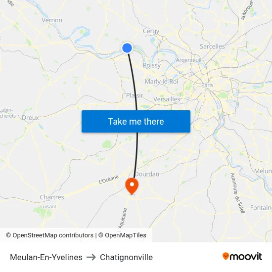 Meulan-En-Yvelines to Chatignonville map