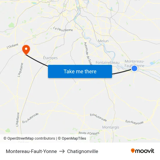 Montereau-Fault-Yonne to Chatignonville map