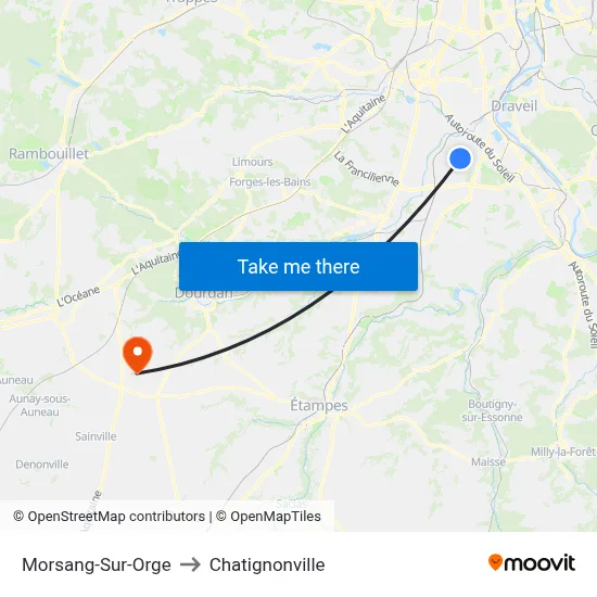 Morsang-Sur-Orge to Chatignonville map