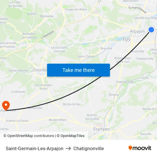 Saint-Germain-Les-Arpajon to Chatignonville map