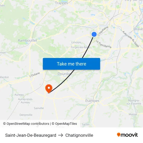 Saint-Jean-De-Beauregard to Chatignonville map