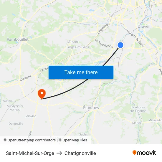Saint-Michel-Sur-Orge to Chatignonville map