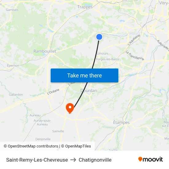 Saint-Remy-Les-Chevreuse to Chatignonville map