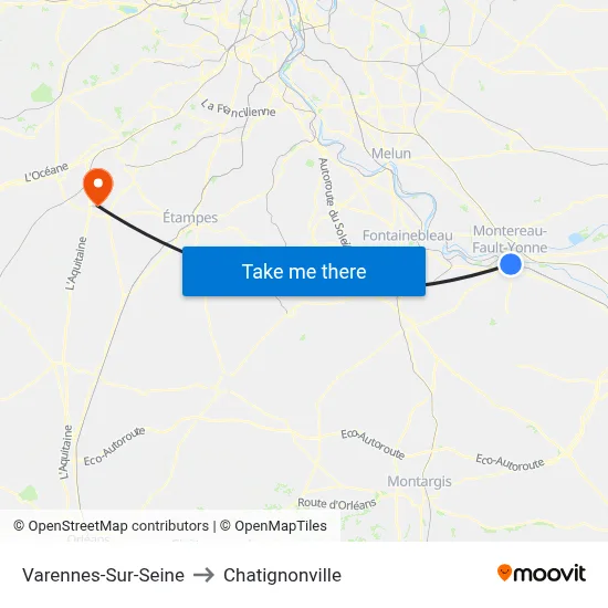 Varennes-Sur-Seine to Chatignonville map