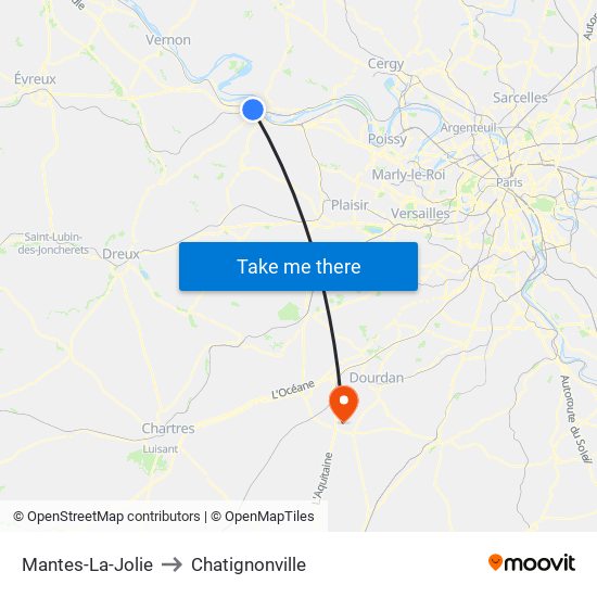 Mantes-La-Jolie to Chatignonville map