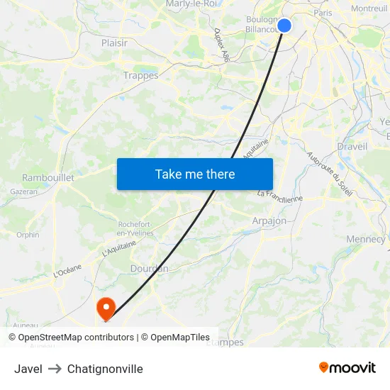 Javel to Chatignonville map