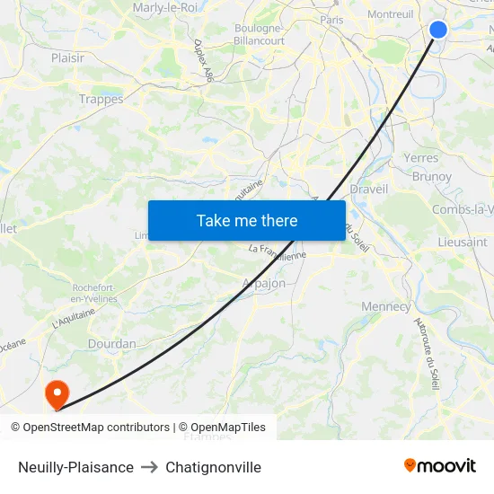 Neuilly-Plaisance to Chatignonville map