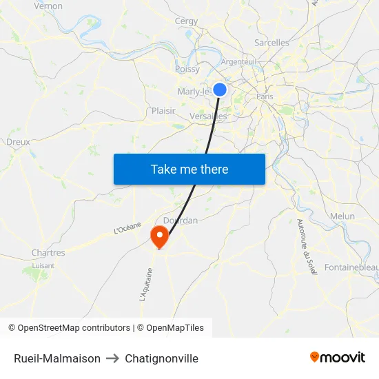 Rueil-Malmaison to Chatignonville map