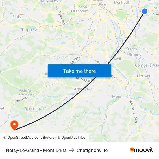 Noisy-Le-Grand - Mont D'Est to Chatignonville map