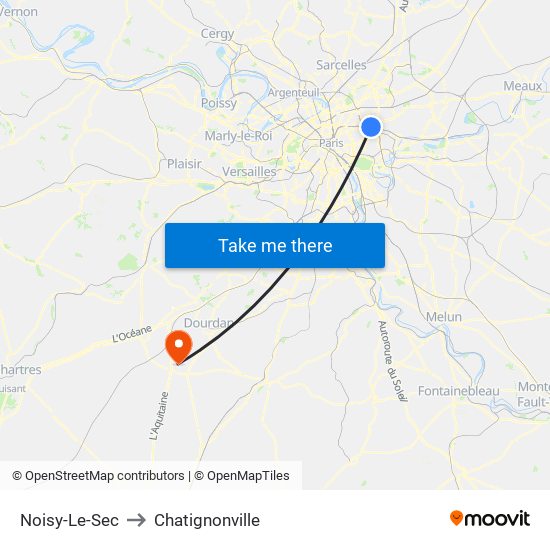 Noisy-Le-Sec to Chatignonville map